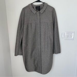 Giorgio Armani Large Grey Black Basket Weave Full Zip Overcoat  US 44 IT 46 Cape